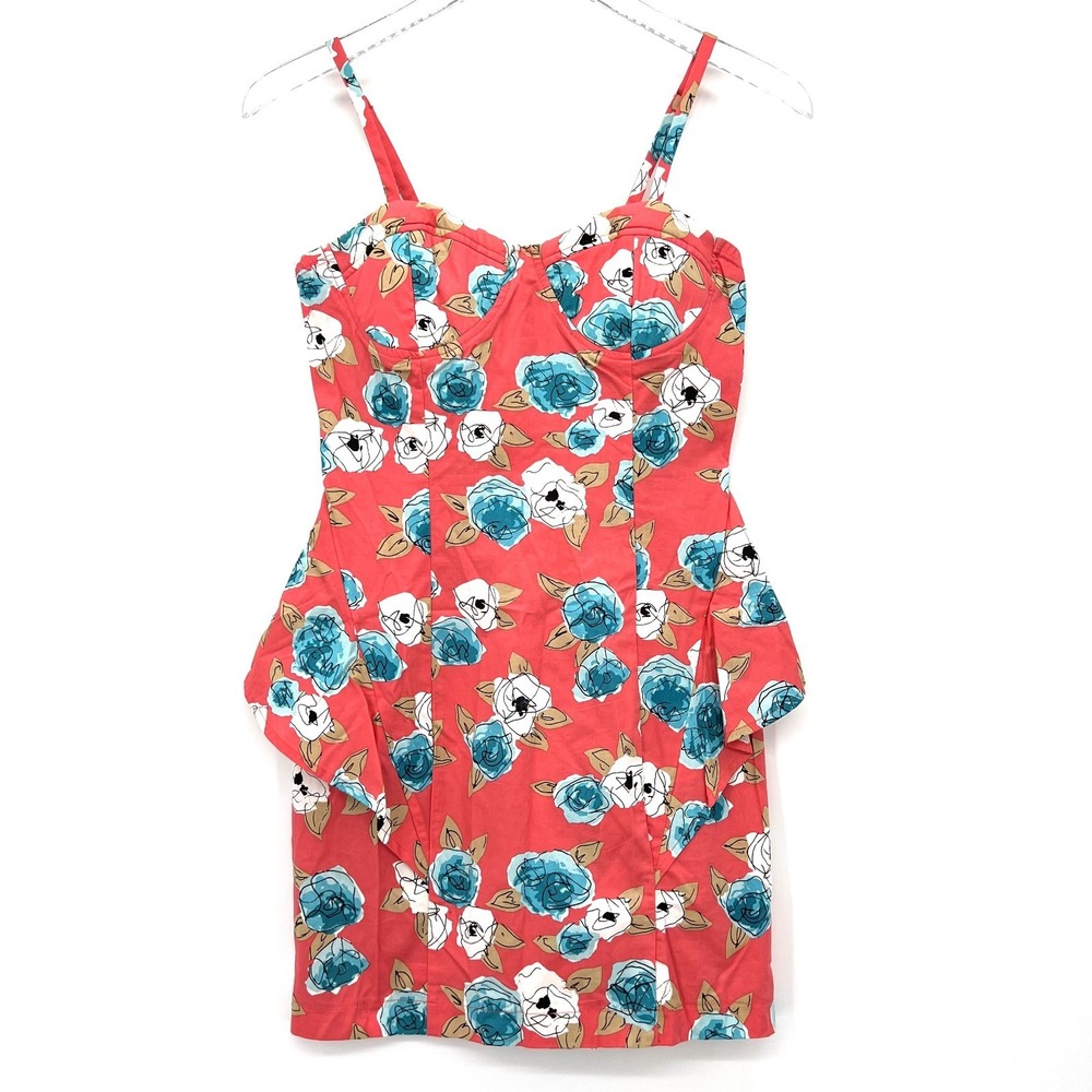 Y2K 2010s‎ Forever 21 Floral Peplum Mini Dress Size S Bustier Bodycon Colorful